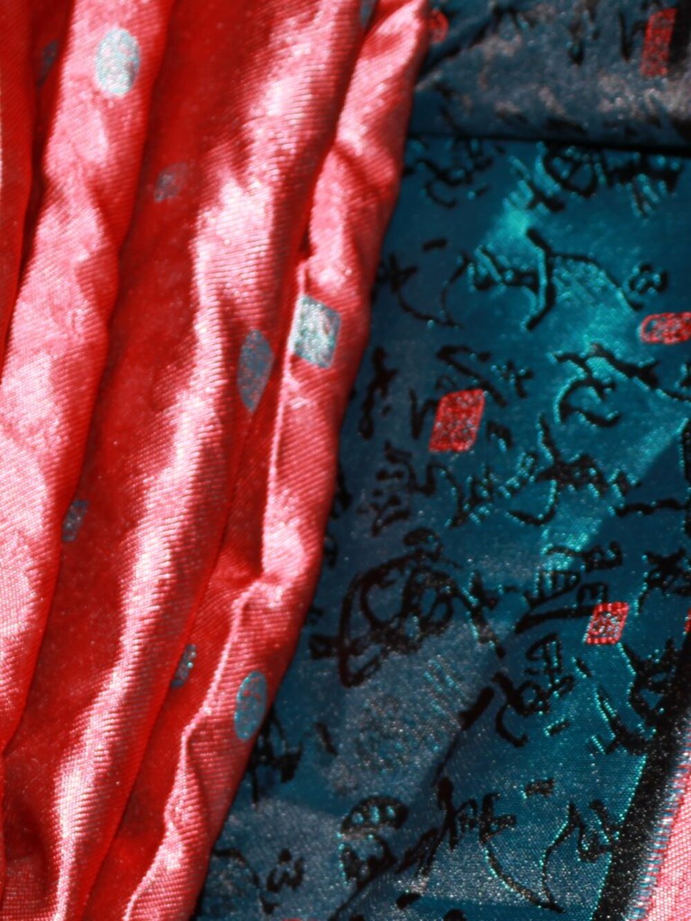 Vintage Unknown Brand Reversible Print Asian Inspired Fabric
